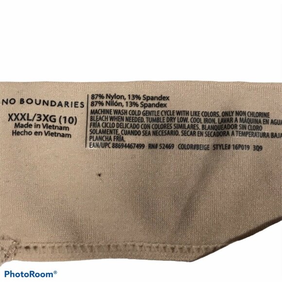 No Boundaries Womens Size XXXL 10 V-Thong Panty Seamless Beige New With Tags - Picture 5 of 8